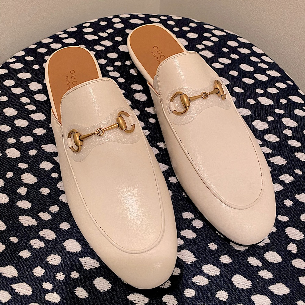 Gucci Princetown White Leather Mules